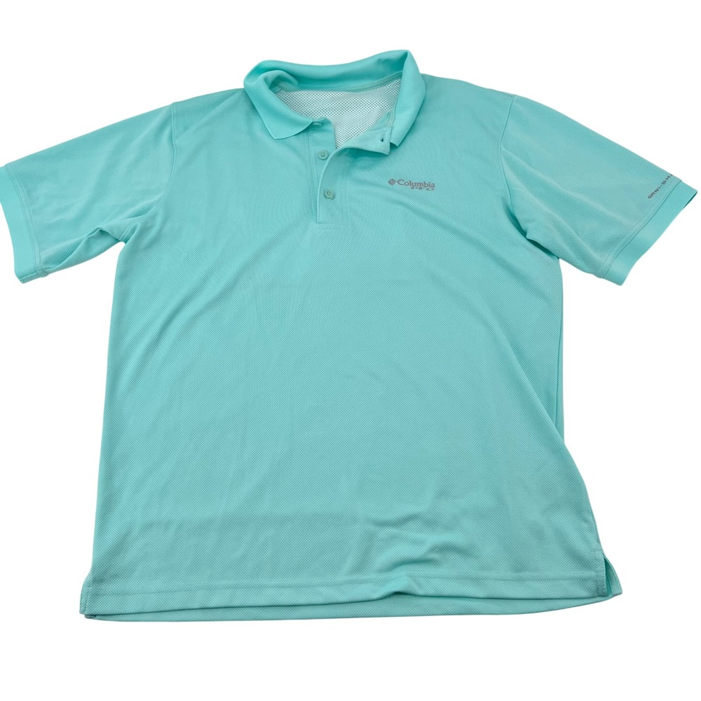 Columbia PFG Mens Omni-Shade Vented Polo Shirt Aqua Turquoise Short Sleeve XL